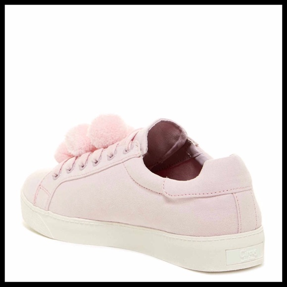 SAM EDELMAN PINK VEGAN SUEDE POM POM SNEAKERS A3C - Picture 3 of 8